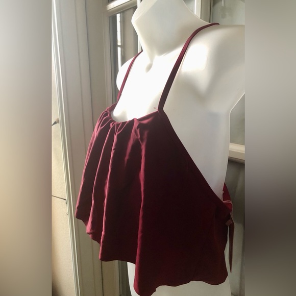 Women’s ruffle flounce burgundy red spaghetti strap bikini top in size xxl - Picture 2 of 4